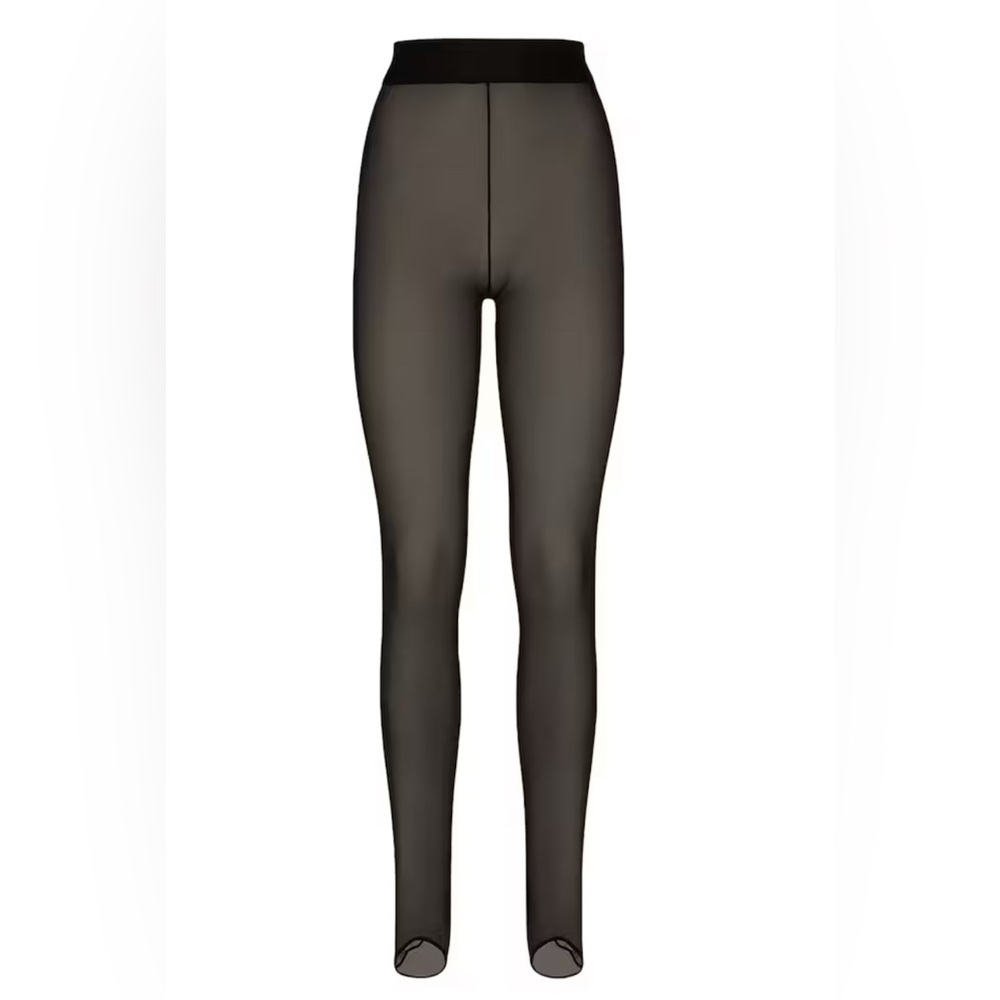 DOLCE&GABBANA 2022 Sheer Tulle Open Toe High Logo Banded Waist Leggings 36IT